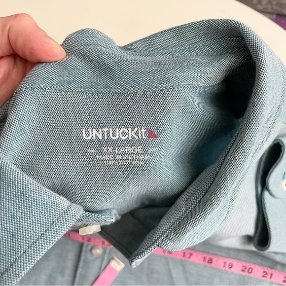 UNTUCKit Pique Polo Button Down Shirt Deep Teal Men’s Size XXL Regular Fit - Picture 4 of 7
